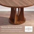 iPormis 43-59" Round Dining Table Set for 4, 5-Piece Kitchen Table & Chairs Set for 4, Extendable Dining Room Circle Table with 4 Upholstered Chairs for Small Space, Walnut Table + 4 White Chairs
