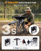 KingCamp Oversized Camping Directors Chair for Big and Tall, Heavy Duty 440lbs Folding Chairs with Side Table, Portable Padded Camp Chairs with Wide Seat & Anti-Sag Fabric for Outdoor Lawn Fishing RV