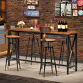 CHOEZON 55'' Bar Table, Kitchen Dining Table with Power Outlet and Footrest, Industrial Style, for Pub, Living Room, Rustic Brown and Black TBT09UBF
