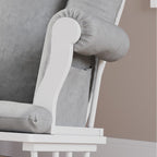 Child Craft Cozy Glider Rocker and Ottoman Set, Smooth Quiet Gliding Motion, Padded Cushion with Convenient Storage Pockets, Solid Wood Base & Frame (Matte White with Light Gray Cushion)