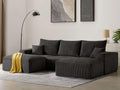 Living&Giving Boneless Couch Sectional Couch for Living Room, 113" Large Capacity Adjustable U-Shaped Modular Sofa, No Assembly Soft Corduroy Sofa Set for Bedroom, Playroom (Black)