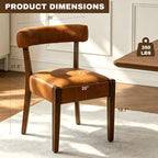 RNKSFX Modern Dining Chairs Set of 4, Faux Leather Upholstered Kitchen & Dining Room Chairs, Mid Century Modern Wooden Dining Chairs Oversized Sturdy Rounded Chairs Curved Back, Brown