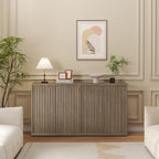 Airynee 31” Sideboard Cabinet with Storage, Fluted Accent Cabinet with Adjustable Shelves, Modern Wood Credenza Cabinets with Pop-up Doors for Entryway Kitchen Living Room Hallway, Brown 3 Pcs