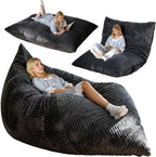 nalone 6.4 FT Giant Bean Bag Chair for Adults, 4 in 1 Memory Foam Filled Beanbag Chair, Floor Sofa Bed with Fluffy Washable Flannel Cover, Lounge Couch for Bedroom, Living Room (Grey)