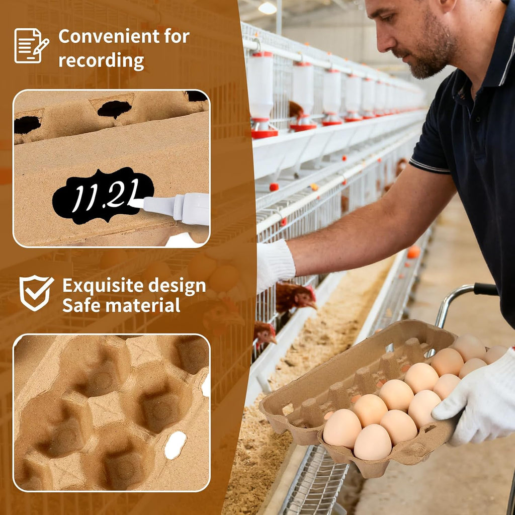 25-Pack Empty Egg Cartons 12 Count,Natural Paper Pulp Egg Cartons Bulk for Fresh Eggs Storage,Reusable Cardboard Eggs Holder for Farm, Kitchen, Organizing & Transport