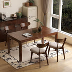 100% Solid Wood Upholstered Dining Chairs, Mid Century Modern Oak Dining Chairs with Curved Back Design with Butterfly Wing Shape for Kitchen, Dining Room, Restaurant (4, Walnut Color-Grey Cushion)