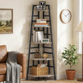 CHOEZON 70.1-Inch 5-Tier Tall Corner Shelf, Narrow Bookshelf for Small Spaces, Industrial Bookcase Display Stand for Living Room, Bedroom, Office, Greige TCJ25BG