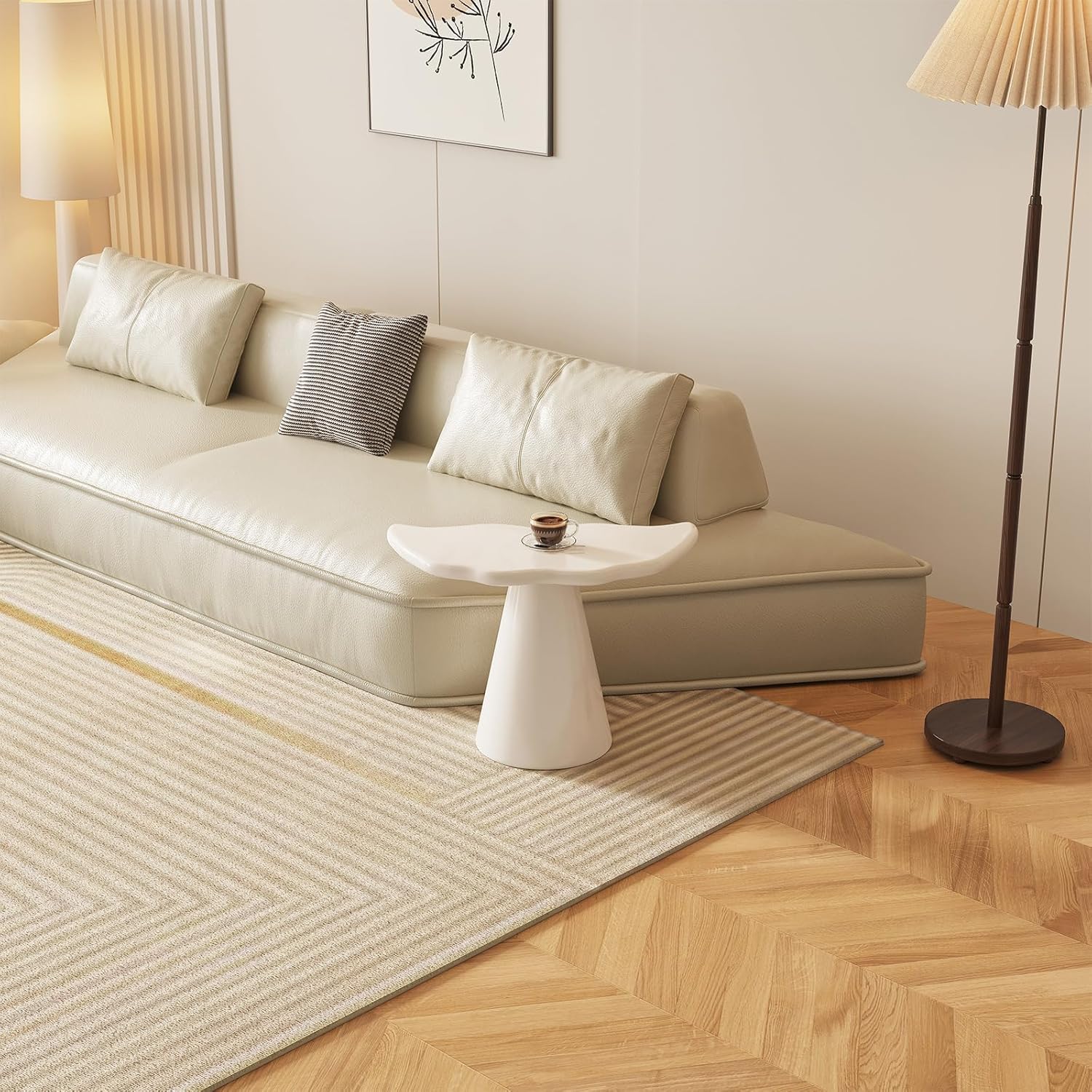 Miuuod Small Side Table,Cute Low Coffee Table, End-Table for Living Room,Sofa Side,Lovely Balcony Inside with Stable Support,Rounded Cornor Fish-Tail-Shape