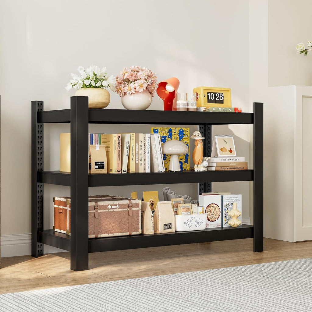 Wanfu Garage Shelving, 3 Tier Shelving Unit, 36" H x 36" W x 16" D Metal Storage Shelves, Adjustable Heavy Duty 3 Tier Shelf for Garage, Pantry, Kitchen, Basement-Black