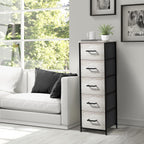 Sorbus Nightstand Dresser with 5 Faux Wood Drawers – Tall Bedside Table Chest with Storage, Steel Frame, Wood Top, Easy Pull Fabric Bins for Bedroom, Living Room, Closet & Dorm Furniture Lamp Stand