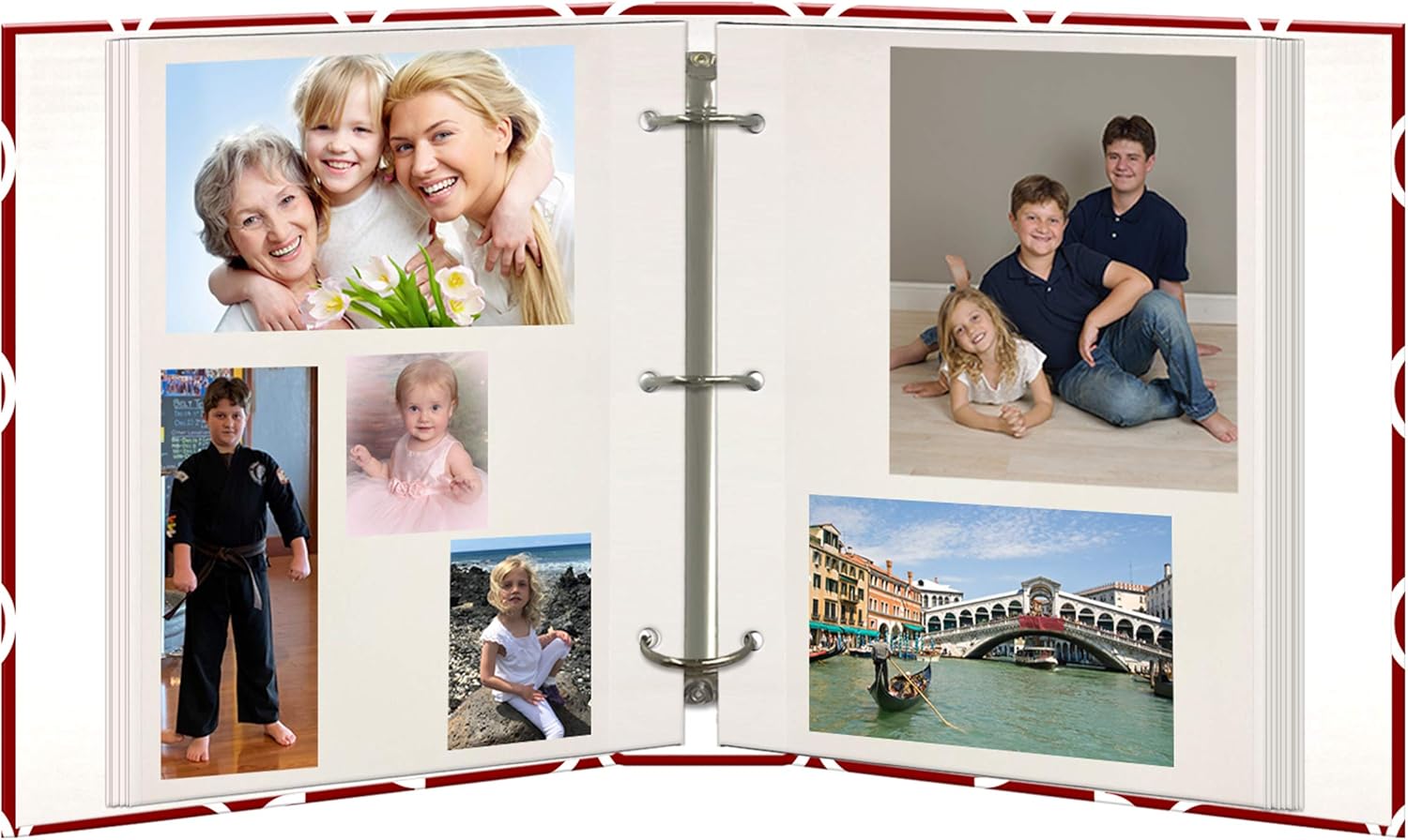 Magnetic Self-Stick 3-Ring Photo Album 100 Pages (50 Sheets), Elegant Diamonds Design