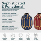 Elegant Ceramic Vase for Living Room Decor and Home Decor Accent - Modern Decorative Flower Vase for Room, Bedroom, or Office Desk - Designed for House and Table Decor - Set of 2, 5", Blue & Red