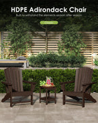 GREENVINES Adirondack Chairs Set of 6 | Wood Grain HDPE Plastic | Oversized Fire Pit Chair | All Weather | Dark Brown | Poly Lumber | for Outdoor Deck Backyard Patio Garden