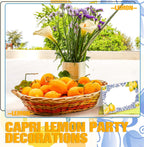 Jetec 48 Pcs Capri Lemon Place Cards Yellow and Blue Tile Table Name Cards Tent Placard Buffet Food Label for Table Setting Birthday Bridal Shower Italy Yellow Lemon and Amalfi Coast Party Decoration