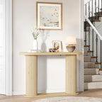 Garvee Fluted Console Table, 42.5 Inch Narrow Wood Entryway Table with Storage Shelf, Sofa Table Behind the Couch, for Hallway, Living Room, Foyer, Entrance, Natural Oak