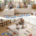 Modular Kids Play Couch, Convertible Toddler Sectional Sofa, Soft Cloud Corduroy Kids Sofa Bed with 3 Pillows, Safe No Edge Foam Play Furniture for Boys Girls Playroom Bedroom