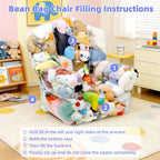 Clear Stuffed Animal Bean Bag Chair Cover for Kids, Waterproof Large Stuffable Beanbag Chair Cover, Creative PVC Plush Toys Storage, for Children Rooms Soft Stuff Animal(Large Square)