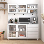 74.8" Tall Freestanding Pantry Cabinet, Large Kitchen Pantry Storage Cabinet with 4 Doors, 4 Drawers and Microwave Rack, Modern Kitchen and Dining Room Furniture (White)