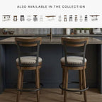 Signature Design by Ashley Valebeck Swivel Barstool With Back, Rustic-Industrial Wood and Metal, 360-Degree Swivel Counter Height Stool for Kitchen Island Seating, Linen Color