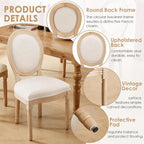5 Piece Round Extendable Dining Table Set for 4, 43"-59" Natural Wood Oval Expanding Kitchen Table with 4 French Upholstered Chairs, Space Saving Extendable Dining Room Tables with Storage Shelf