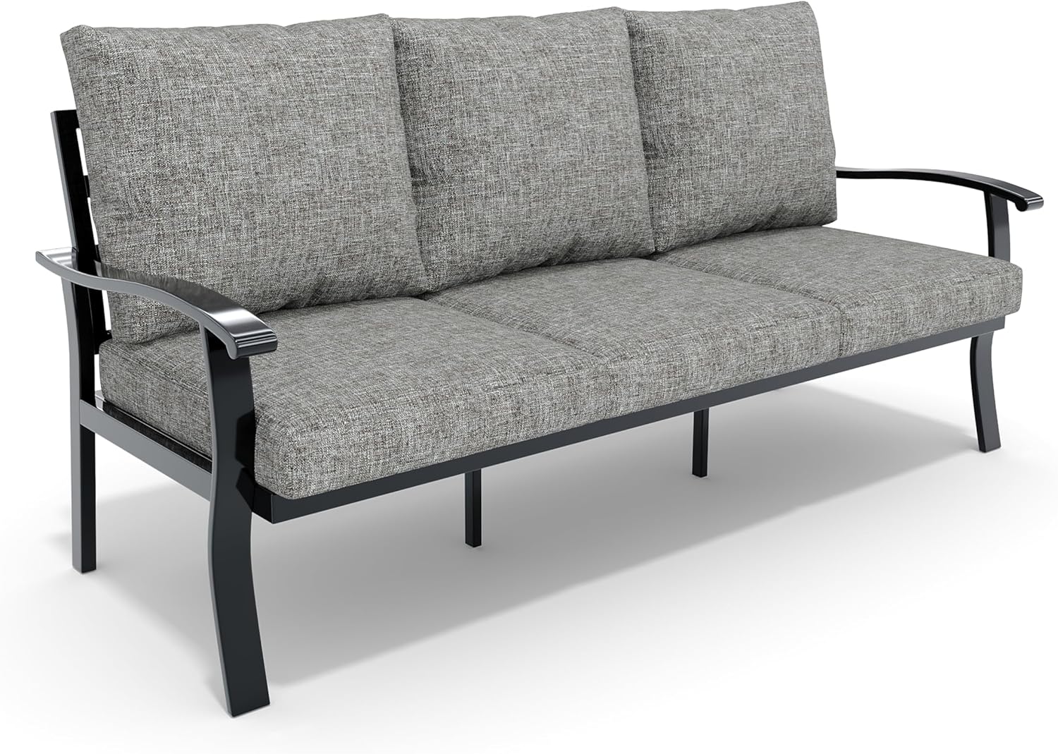 HOMREST Outdoor Couch Aluminum Patio Furniture Sofa, 3-Seat All-Weather Metal Outdoor Patio Furniture with Cushions, Grey