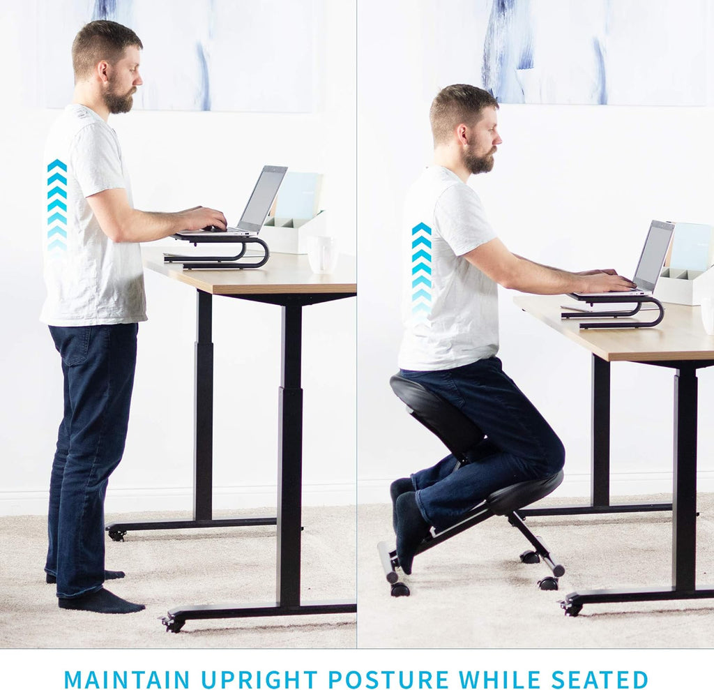 Ergonomic Kneeling Chair, Adjustable Stool for Home and Office - Improve Your Posture with an Angled Seat - Thick Comfortable Moulded Foam Cushions - Brake Casters