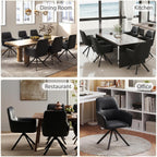 Furniliving Modern Swivel Dining Chairs Set of 2, Upholstered Dining Room Chairs with Thicken Cushion, 360°Swivel Dining Chairs with Metal Legs for Dining Room, Kitchen, Bedroom, PU, Black