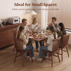 Solid Wood Small Dining Table for 2-6, 23.6"L-47.2"L Expandable Kitchen Table, Designed for Small Spaces, Easy Assembly, Suitable for Kitchen, Dining Room, Living Room, Apartment (Walnut)