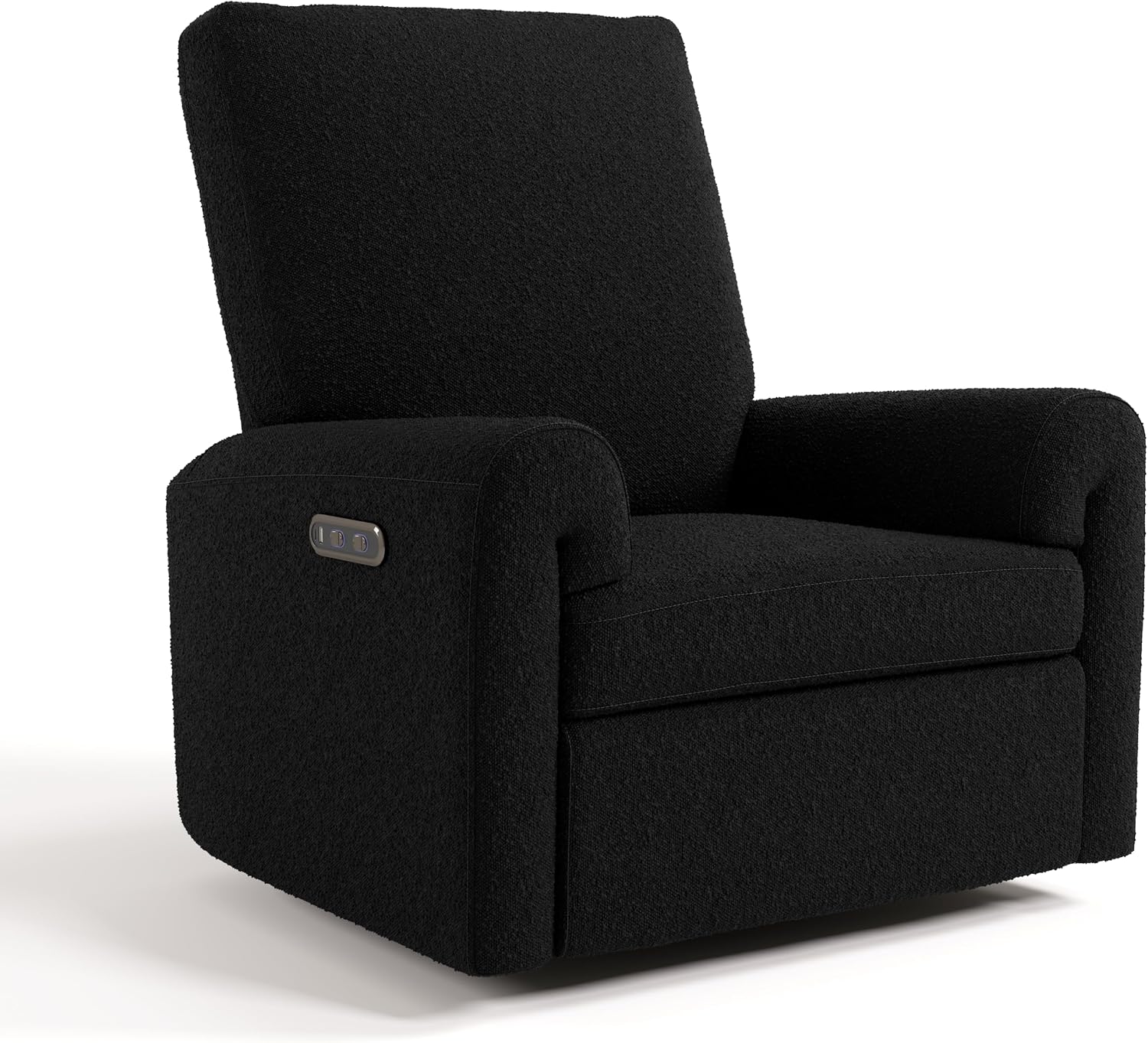 Storkcraft Sorrento Deluxe Power Recliner Swivel Glider – Premium Electronic Nursery Rocking Chair, Oeko-TEX 100 Certified, Includes Dual-USB Charging Port with USB-A & USB-C (Black Boucle)