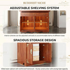 Multi-Tier Personal Shrine Altar Table with Drawer Storage, Large Wooden Buddhist Shrine Cabinet with Pull-Out Shelf, Detachable Meditation Table (Sandalwood, 84.6" L * 26.8" W * 42.5" H in)