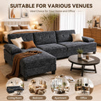 PHONEUTRIX U-Shaped Sectional Sofa with Double Chaise,Linen Fabric 4-Seat Modern Couch, Removable Pillows for Apartment Living Room