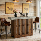 GarveeHome 63" Long Bar Table - Counter Bar Height Pub Table with 2 Tier Storage Shelves, Modern Coffee Breakfast Bar Unit for Dining Room, Bistro, Living Room, Gray + Walnut