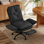 Bestier Cross Legged Office Chair with Footrest, High Back Criss Cross Chair with Reversible Armrests and Wheels, Big and Tall Reclining Office Chair for Home PU Leather Black