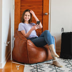 Big Joe Hug Bean Bag Chair, Tan, Vegan Suede, Kids and Teens, 3 feet