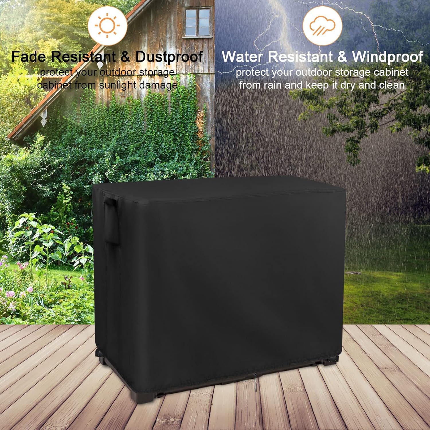 Outdoor Storage Cabinet Cover, 47" x 25.6" x 37.8",Waterproof& Dustproof Cover for Rubber maid Decorative Outside Organization, Protective Covers for Patio Storage Shed
