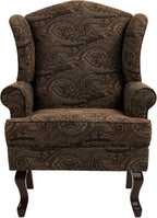 High Back Accent Chair, Floral Upholstered Armchair Retro Arm Club Chair in Fabric with Solid Wood Legs, Comfy Single Sofa Reading Seat for Living Room Bedroom Dorm - Brown Cranberry
