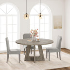 Garvee 47" Round Dining Table for 4 to 6, Farmhouse Kitchen Table with Cross Pedestal Base, 63 Lbs Circle Dinner Table, Not Easy to Slide - Grey (No Chairs)