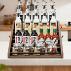 Coffee Syrup Organizer, 4-Tier Solid Wood Syrup Rack, Wine Rack, Storage Organizer for 16 Syrup Bottles/Spice Jars/Liquor Bottles, Sturdy Storage Stand for Coffee Bar