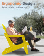 Adirondack Chairs, HDPE All-Weather Adirondack Chair, Fire Pit Chairs (Folding, Yellow)