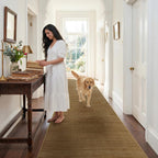 Jute 3x10 Hallway Runner Rug: Boho Washable Non Slip Carpet with Rubber Backing No Shed Woven Farmhouse Home Decor Pet Friendly Easy Care Rugs for Kitchen Entryway Bedroom Natural Brown