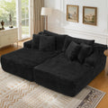 83” Oversized Double Chaise Lounge Indoor, Black Corduroy Chaise Lounge Chair, Upholstered Sleeper Sofa Bed, Deep Seat Sleeper Loveseat Reading Chairs, Boneless Cloud Couch for Living Room Bedroom