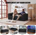 79" Compressed Sofa, Convertible Sofa Bed, Corduroy Compression Boneless Couch with Pillow, Comfy Modular Foldable Floor Sleeper Sofa for Bedroom, Living Room, Lounge, Studio (Black)