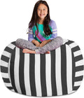 Posh Stuffable Kids Stuffed Animal Storage Bean Bag Chair Cover - Childrens Toy Organizer, X-Large 48" - Canvas Stripes Gray and White