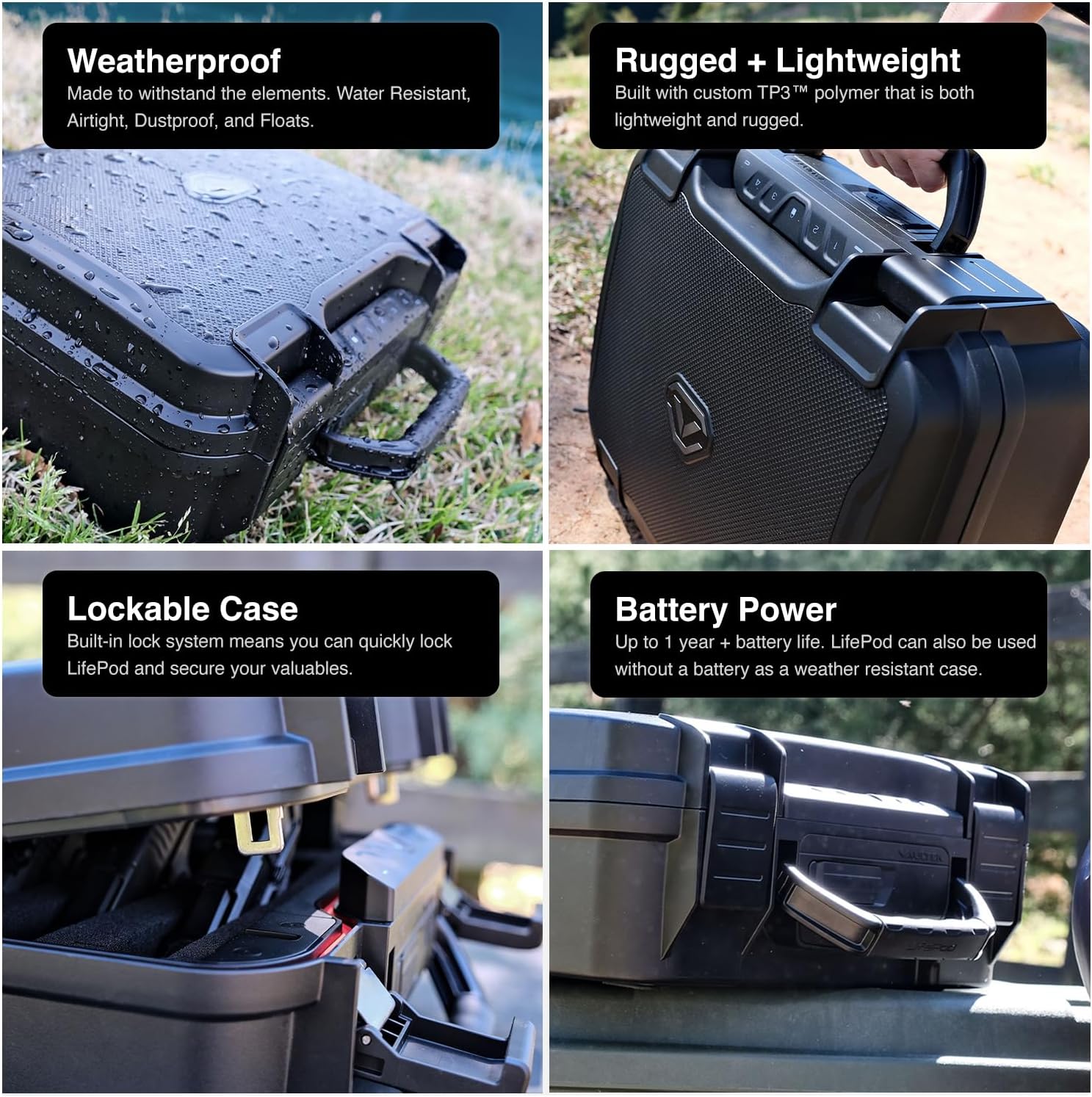 VAULTEK LifePod XR Series Weatherproof Safe Modular Interior Secure Rugged Portable Lockbox with Optional Biometric Scanner and Backlit Keypad