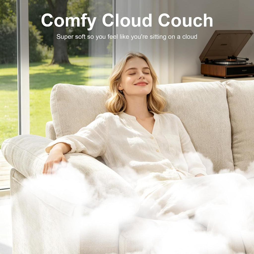 Oversized L Shaped Sectional Couch for Living Room, Extra Large Deep Seat Modular Sectional Sofa with Washable Covers, Modern Cloud Couch for Apartment, Bedroom (Beige, L Shape 4 Seat)