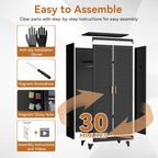 Polup 71" Tall Metal Armoire Wardrobe Closet with 2 Doors, Heavy Duty Steel Clothing Storage Cabinet with Hanging Rod & Adjustable Shelves, Freestanding Modern Locker Organizer for Bedroom, Office