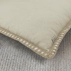NordECO HOME Set of 2 Farmhouse Throw Pillow Covers - Burlap Linen Trimmed Tailored Edges Decorative Cushion Covers for Bed Home Decoration (Oatmeal/Linen Band, 2 Pieces, 20" x20")