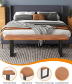 Modern Rustic Solid Wood Bench with Black Metal Legs, Industrial Farmhouse Style, Natural Wood Finish