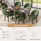 Dining Chairs Set of 2, Mid Century Modern Dining Chairs with Solid Wood Legs, Curved Back Kitchen Chair Farmhouse Side Upholstered Chairs for Kitchen Dining Room, Green