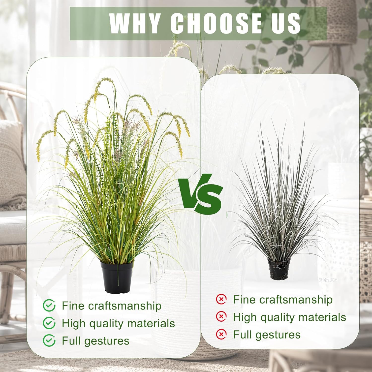 3FT Artificial Reed Grass Artificial Tall Grass Plants Outdoor Indoor ,Fake Plants & Flowers in Pot-Housewarming gifts For Living Room Office Bedroom Decor